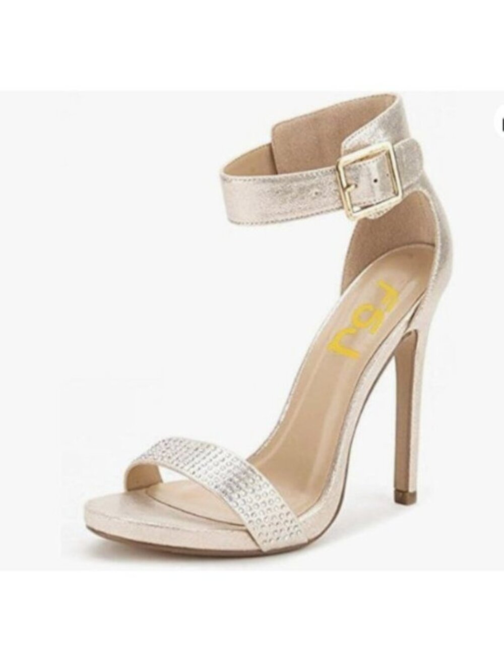 FSJ Women Versatile Ankle Strap Buckle Sandals Open Toe High Heel Pumps Gold